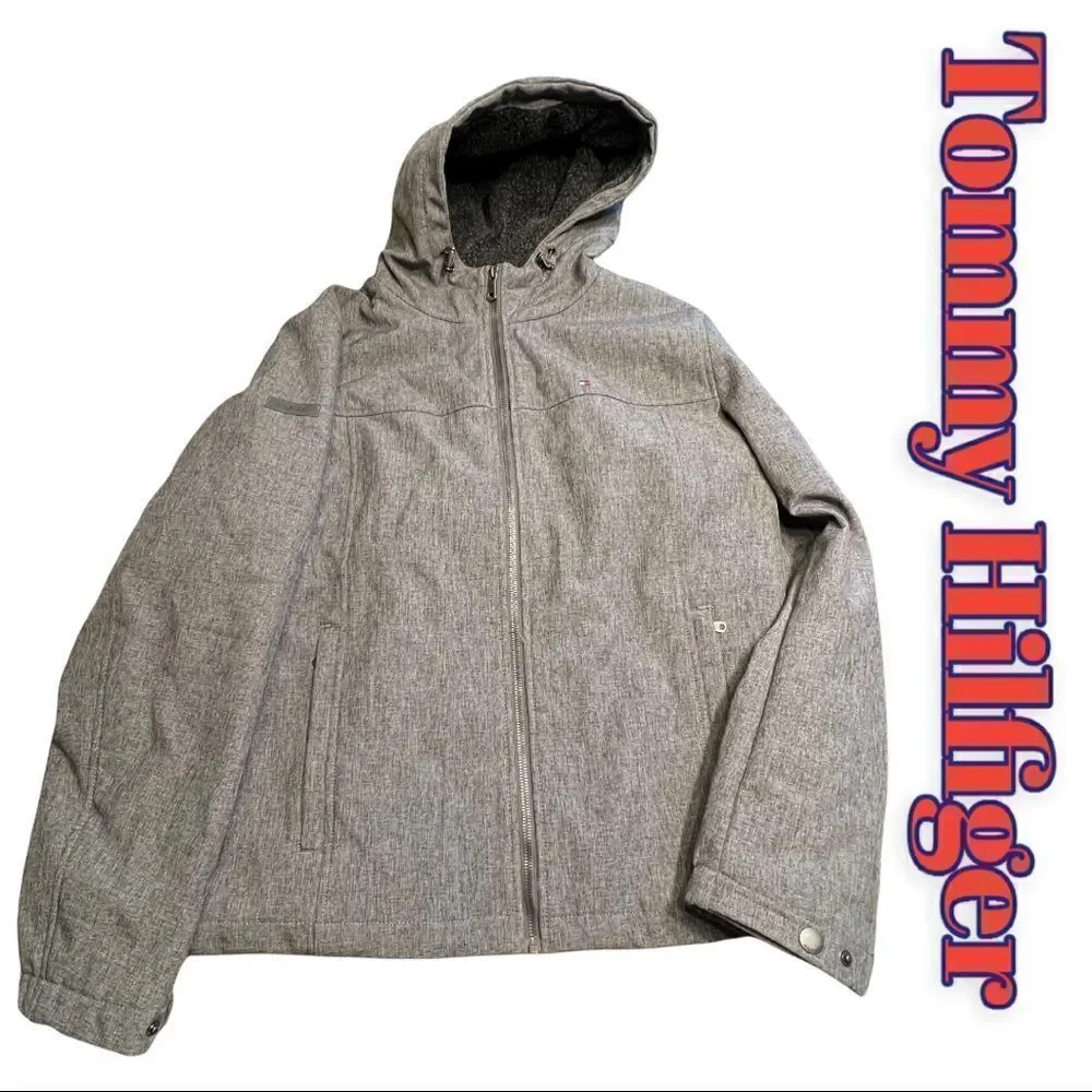 Tommy Hilfiger mens Soft Shell Sherpa Lined Performance Grey XL EUC